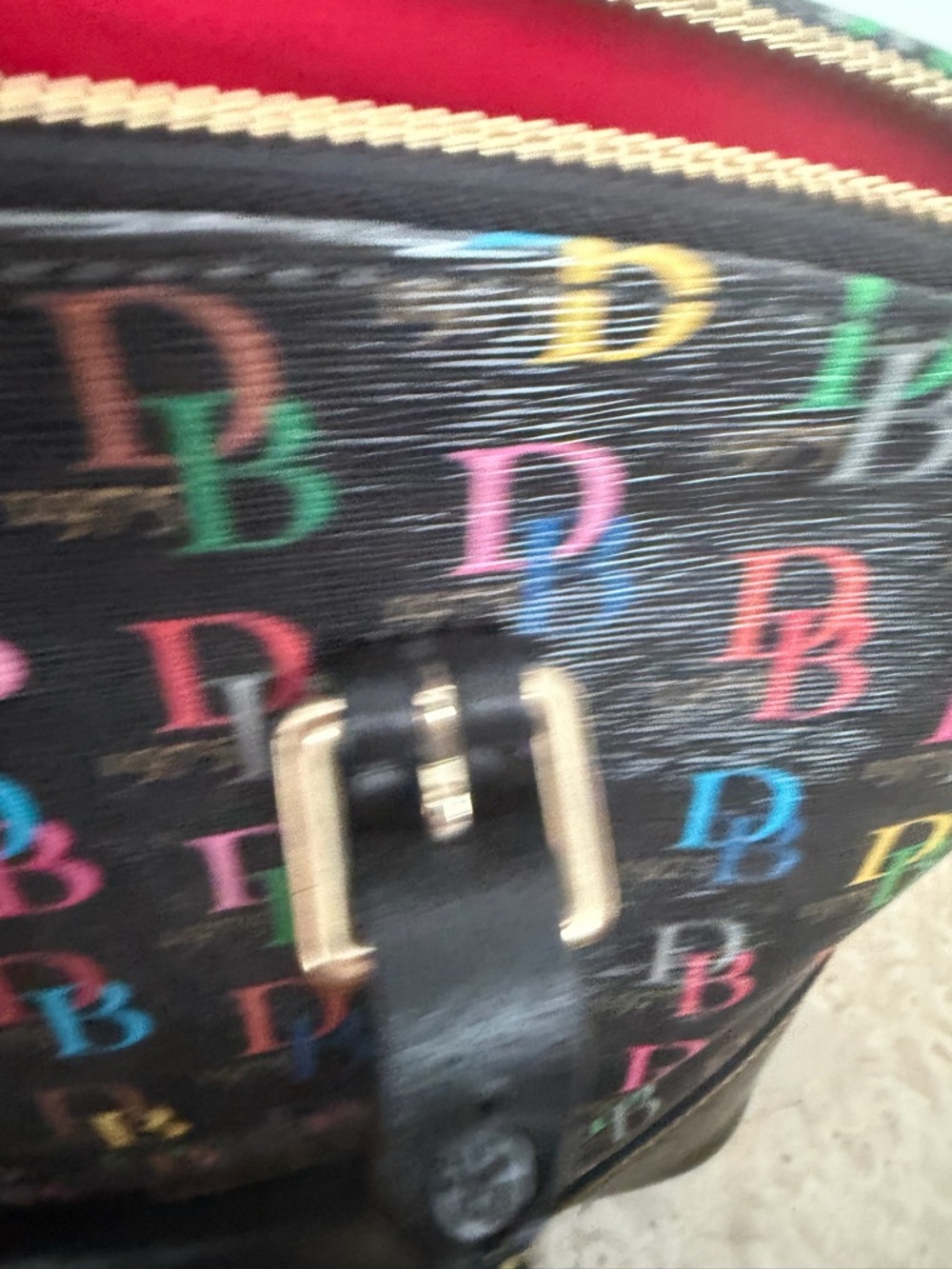 Dooney & Bourke Multicolor Monogram Tote Bag Large Shoulder Purse Black Canvas - Picture 8 of 16